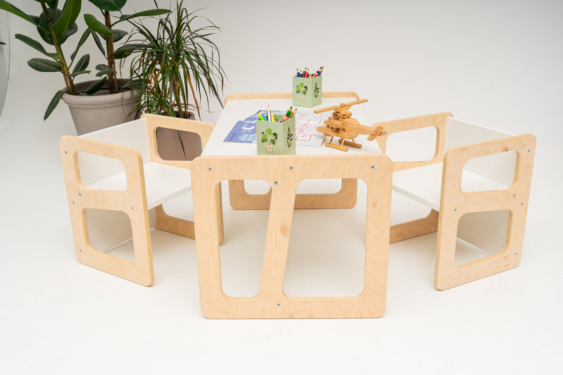 Montessori Kids Table and Chair Set, Wooden kids table and chairs set, Kids table, Toddler table