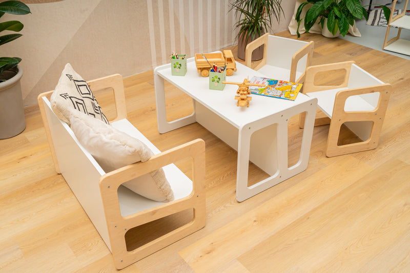 Montessori Kids Table and Chair Set, Wooden kids table and chairs set, Kids table, Toddler table