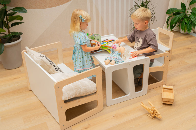 Ensemble de table et de chaises pour enfants Montessori, ensemble de table et de chaises pour enfants en bois, table pour enfants, table pour tout-petits