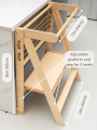Double Kitchen helper Foldable Double Toddler tower step Stool for Kids