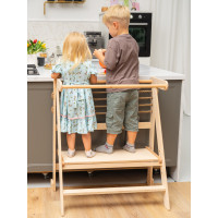 Double Kitchen helper Foldable Double Toddler tower step Stool for Kids